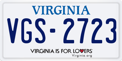 VA license plate VGS2723