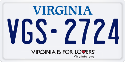 VA license plate VGS2724