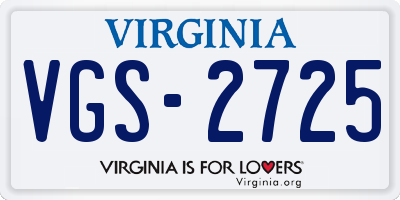 VA license plate VGS2725