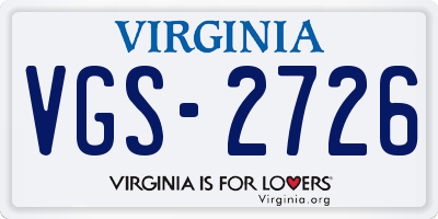VA license plate VGS2726