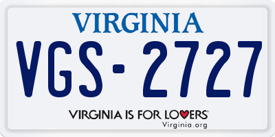 VA license plate VGS2727