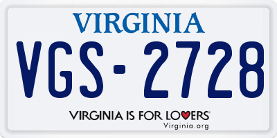 VA license plate VGS2728