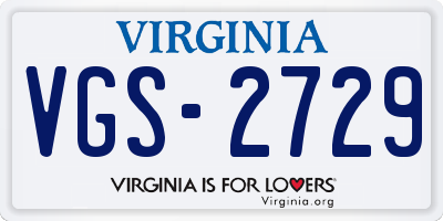 VA license plate VGS2729