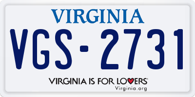 VA license plate VGS2731