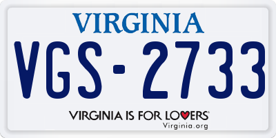 VA license plate VGS2733