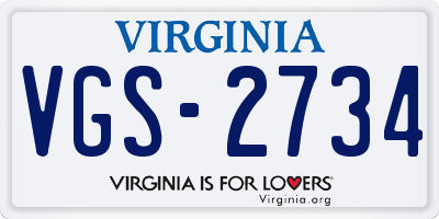 VA license plate VGS2734