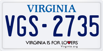 VA license plate VGS2735