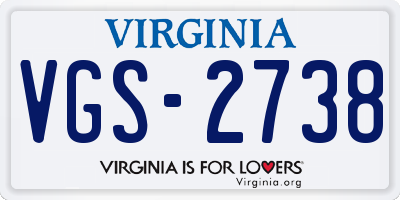 VA license plate VGS2738