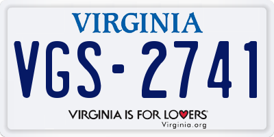 VA license plate VGS2741