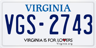 VA license plate VGS2743