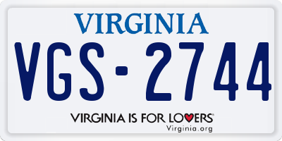 VA license plate VGS2744