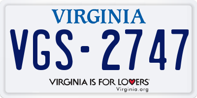 VA license plate VGS2747