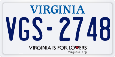 VA license plate VGS2748