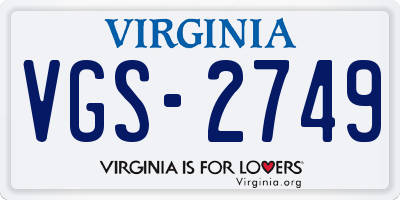VA license plate VGS2749