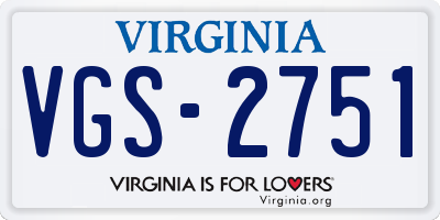 VA license plate VGS2751