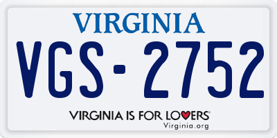 VA license plate VGS2752