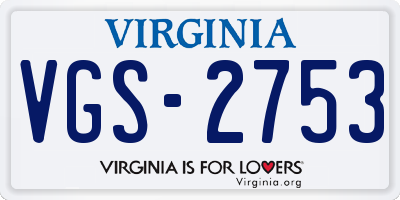 VA license plate VGS2753
