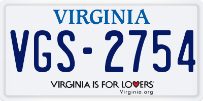 VA license plate VGS2754