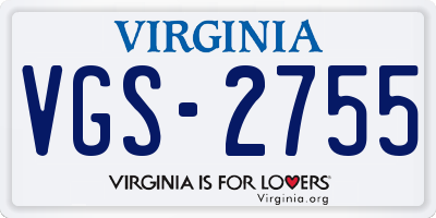 VA license plate VGS2755