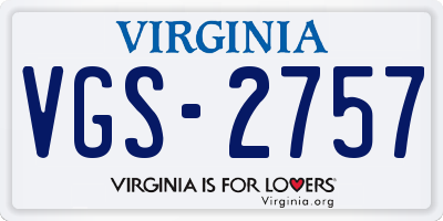 VA license plate VGS2757