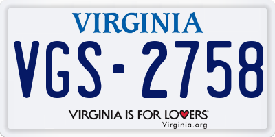 VA license plate VGS2758