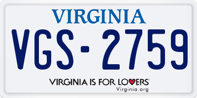 VA license plate VGS2759