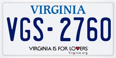 VA license plate VGS2760