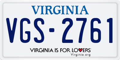 VA license plate VGS2761