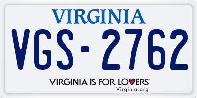 VA license plate VGS2762