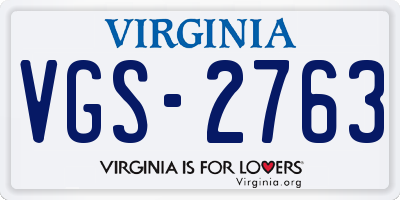 VA license plate VGS2763