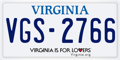 VA license plate VGS2766