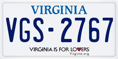 VA license plate VGS2767