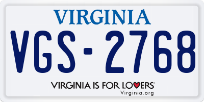 VA license plate VGS2768