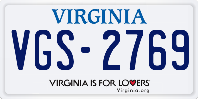 VA license plate VGS2769