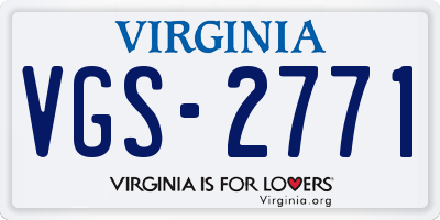 VA license plate VGS2771