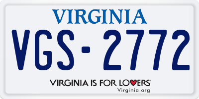 VA license plate VGS2772