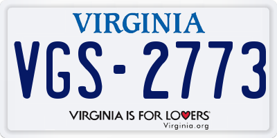 VA license plate VGS2773