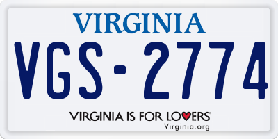 VA license plate VGS2774