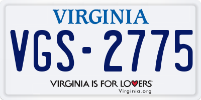 VA license plate VGS2775