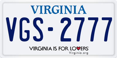 VA license plate VGS2777