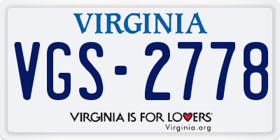 VA license plate VGS2778