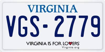VA license plate VGS2779