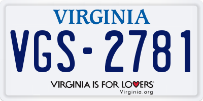 VA license plate VGS2781