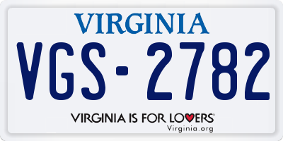 VA license plate VGS2782