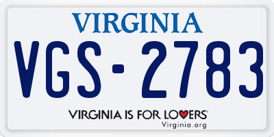 VA license plate VGS2783