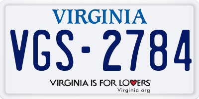 VA license plate VGS2784