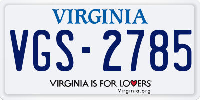 VA license plate VGS2785