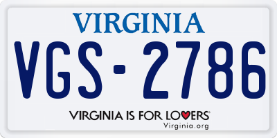 VA license plate VGS2786
