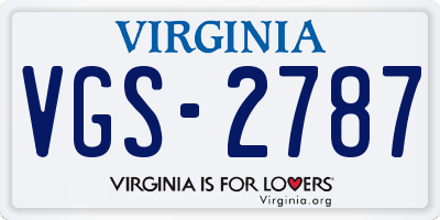 VA license plate VGS2787