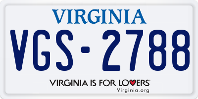 VA license plate VGS2788